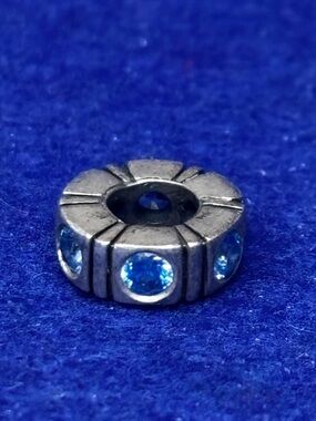 Pandora Silver Accent Blue Crystal Spacer Bead for Women Jewelry